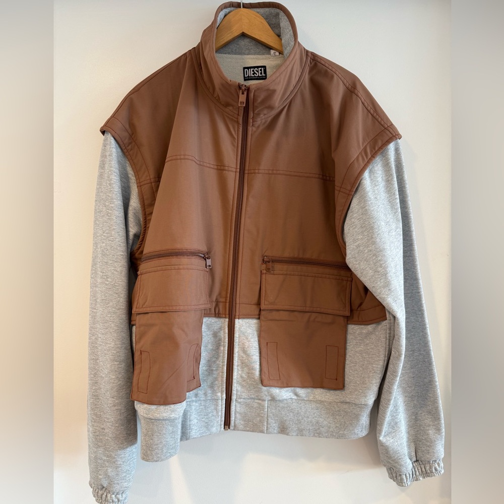 Diesel Cotton and Nylon Jacket with Removable Sleeves